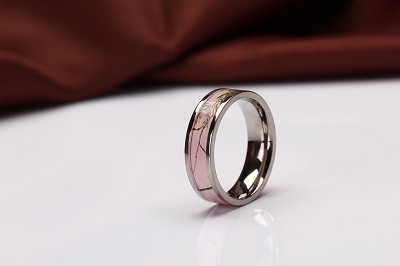 Pink Flat Camo Wedding Ring